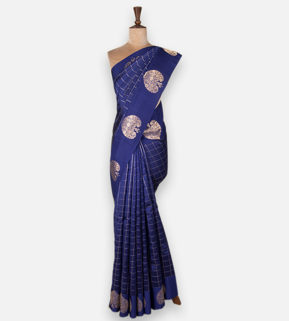 Blue Banarasi Kattan Silk Saree