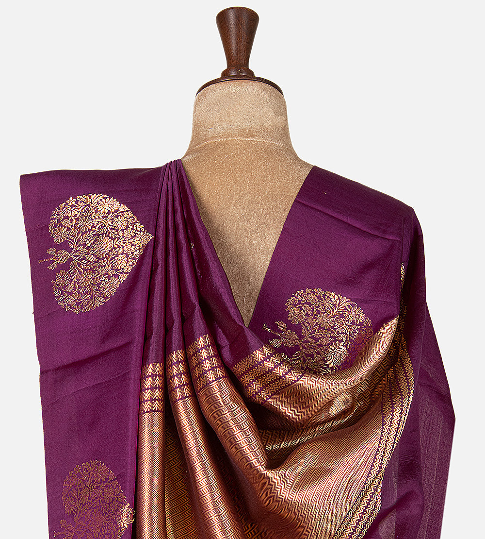 Purple Banarasi Kattan Silk Saree