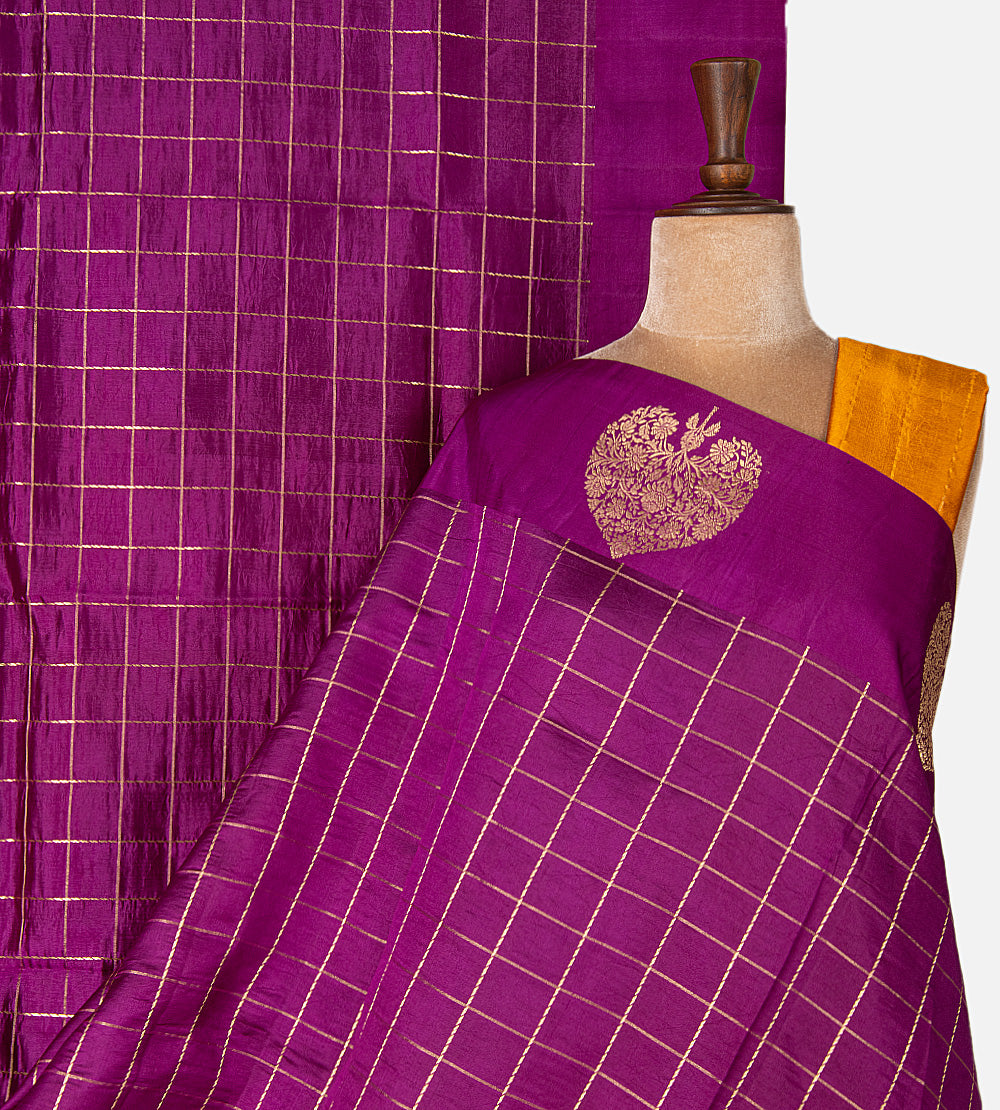 Purple Banarasi Kattan Silk Saree