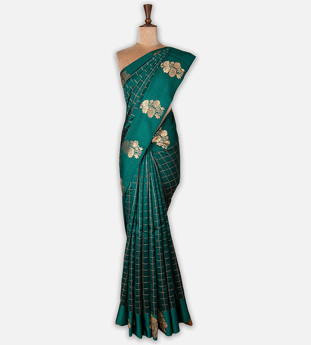 Emerald Green Banarasi Kattan Silk Saree