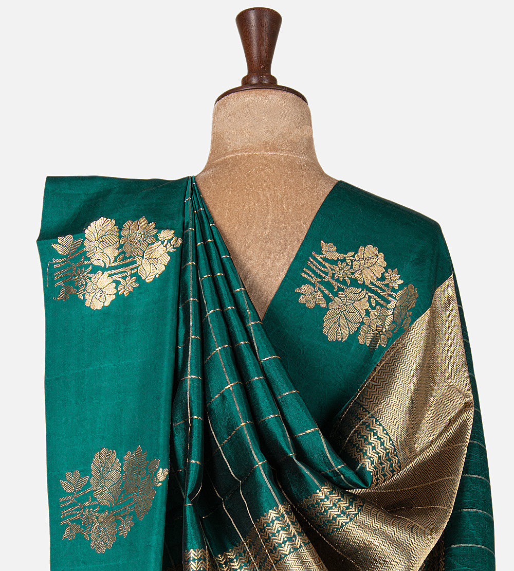 Emerald Green Banarasi Kattan Silk Saree