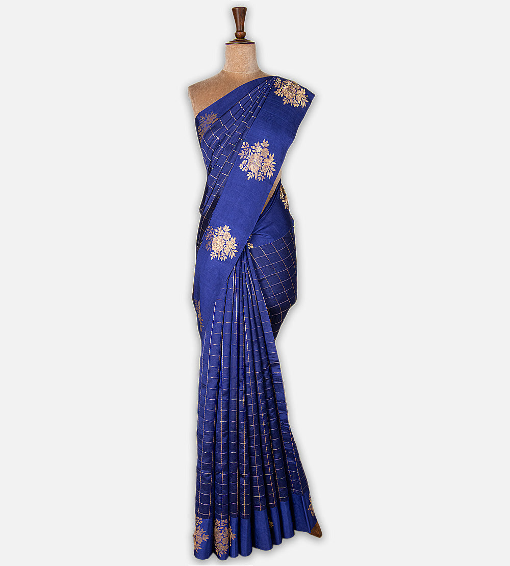 Blue Banarasi Kattan Silk Saree