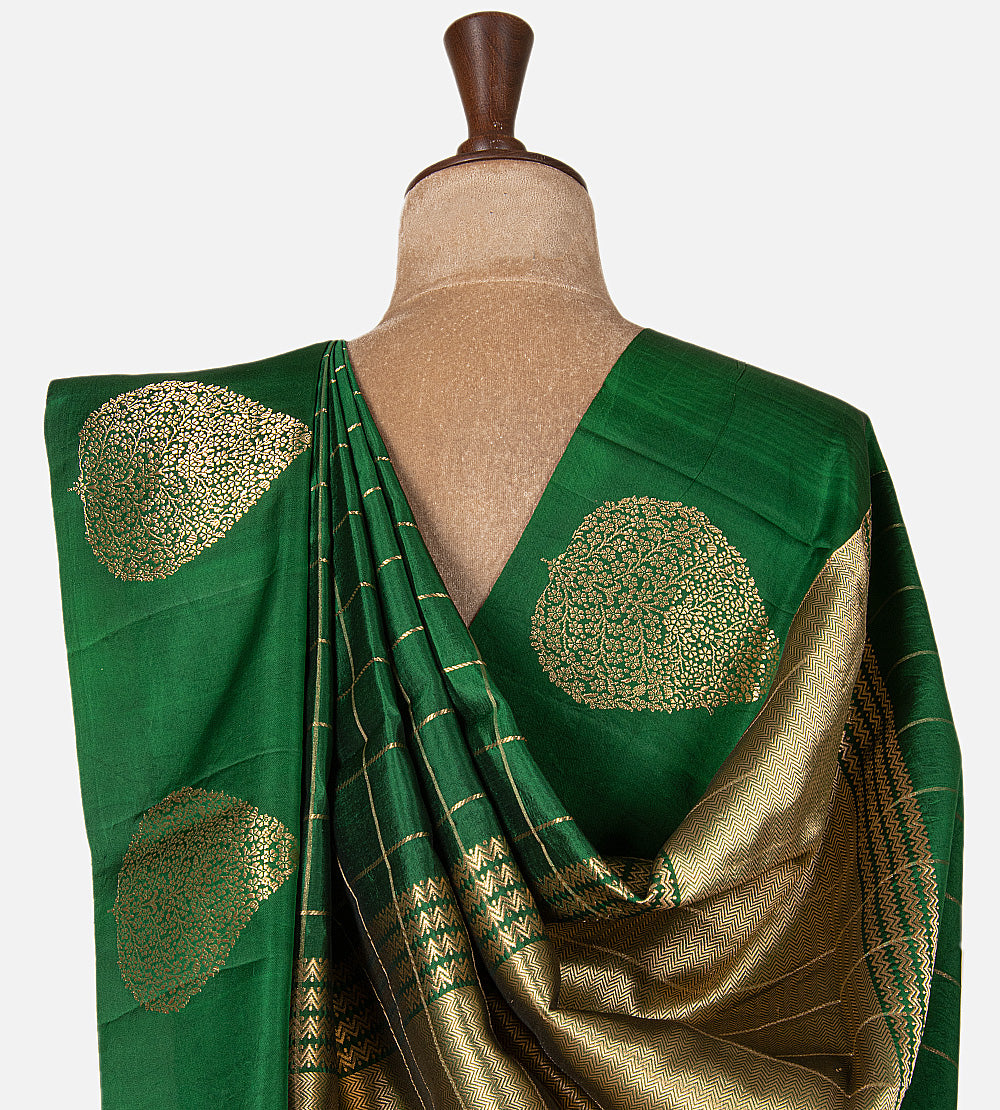 Green Banarasi Kattan Silk Saree