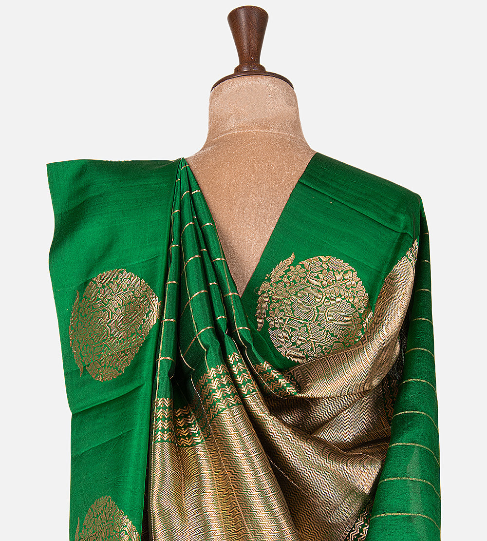 Green Banarasi Kattan Silk Saree