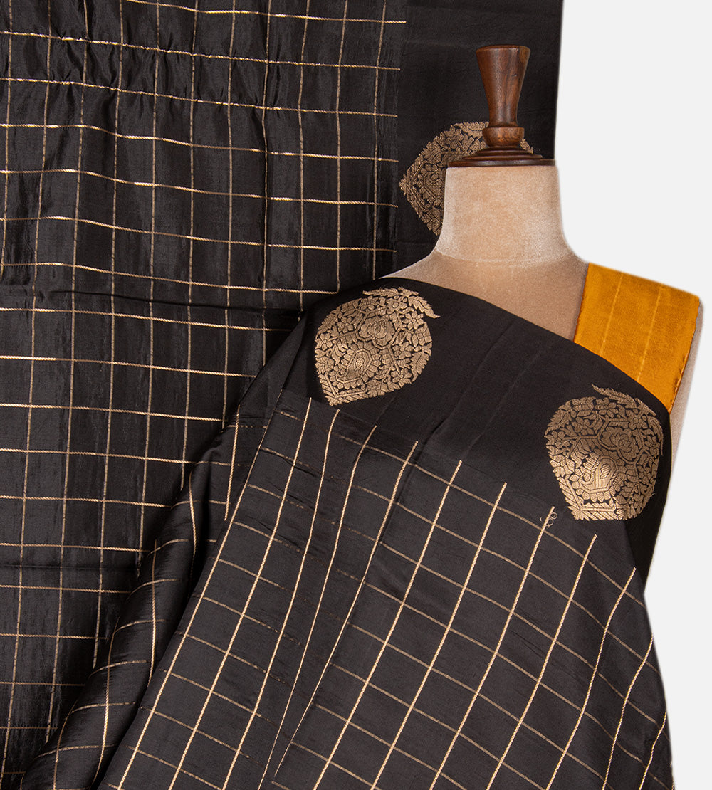 Black Banarasi Kattan Silk Saree