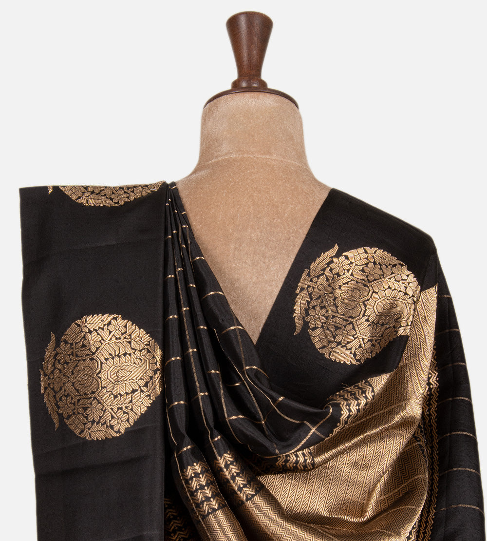 Black Banarasi Kattan Silk Saree
