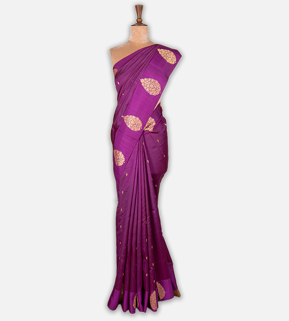 Purple Banarasi Kattan Silk Saree
