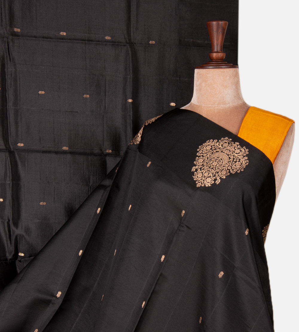 Black Banarasi Kattan Silk Saree