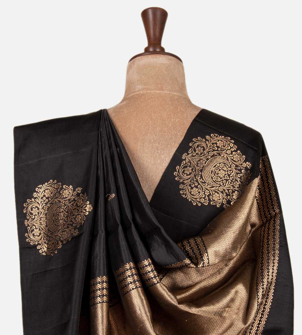 Black Banarasi Kattan Silk Saree