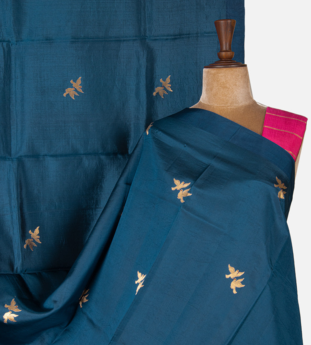 Blue Banarasi Kattan Silk Saree