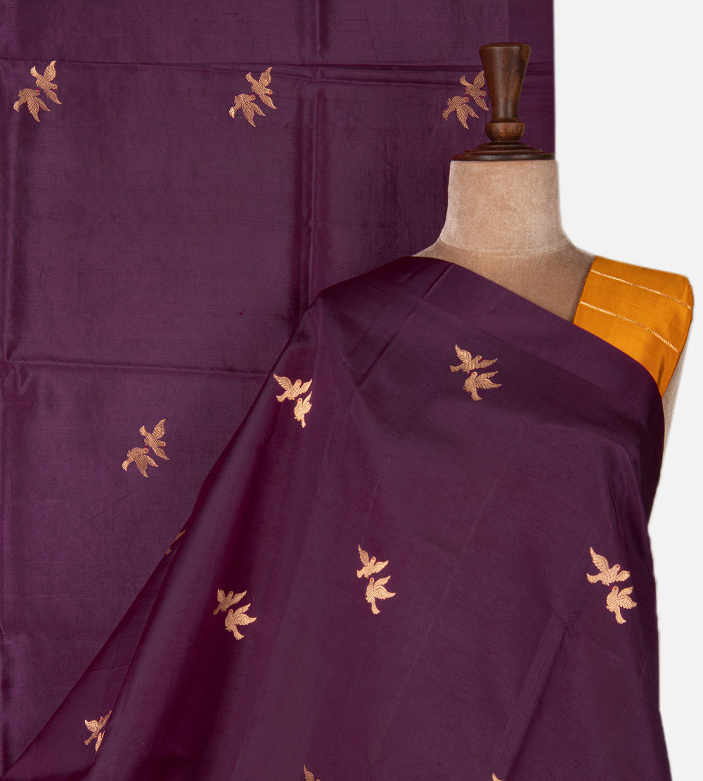 Purple Banarasi Kattan Silk Saree
