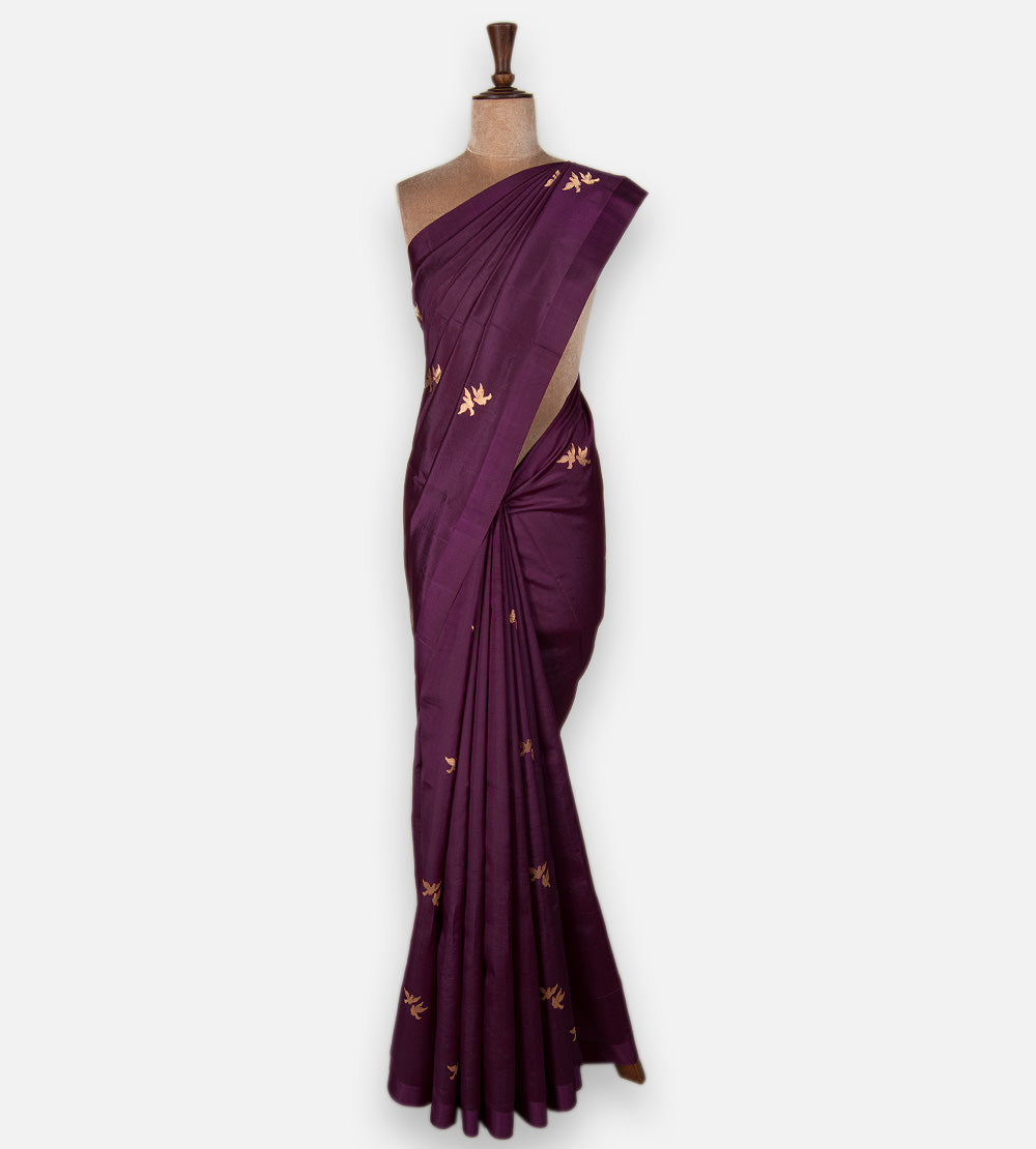 Purple Banarasi Kattan Silk Saree