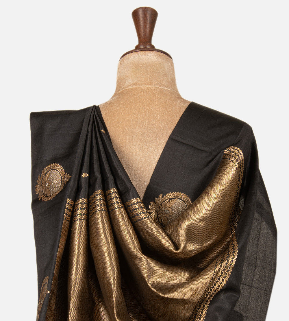 Black Banarasi Kattan Silk Saree