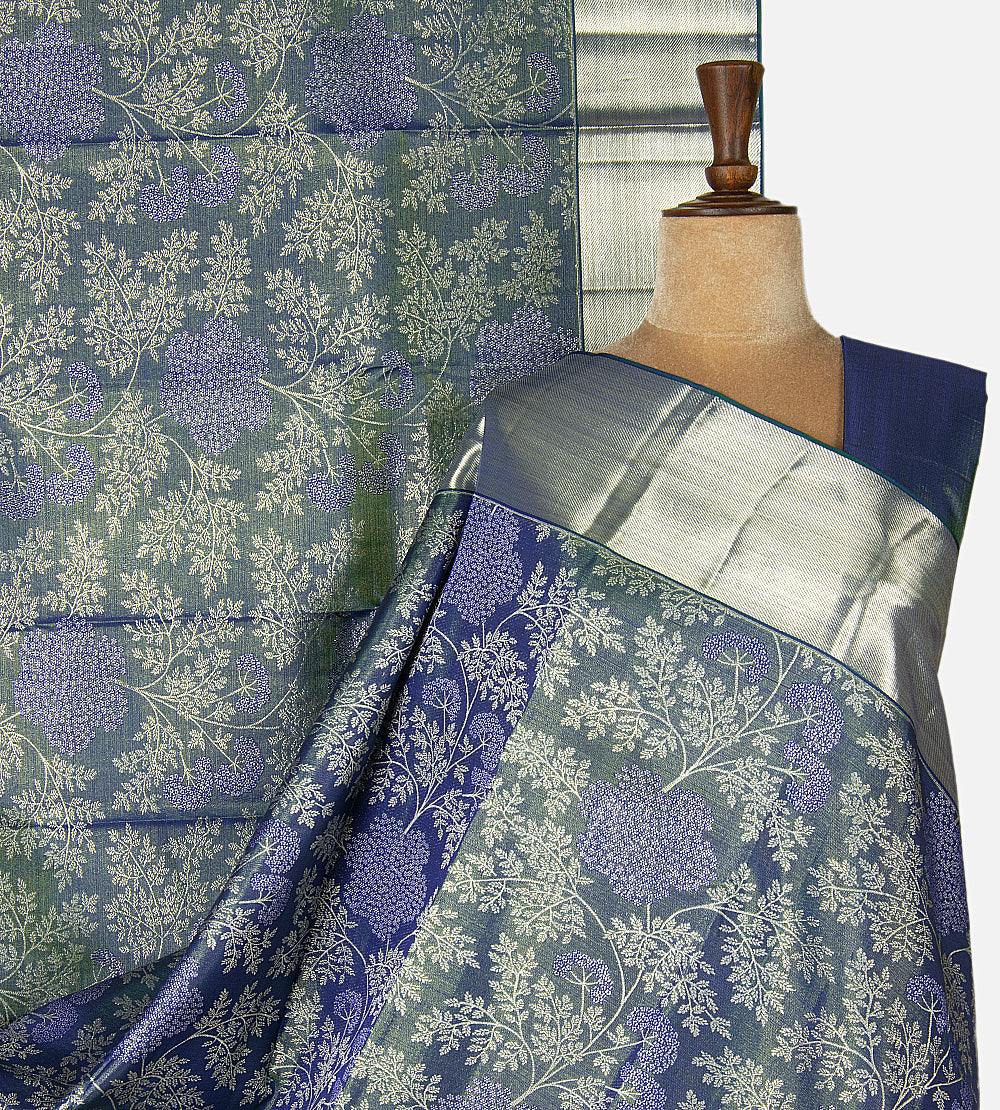 Peacock Blue Kanchipuram Silk Saree