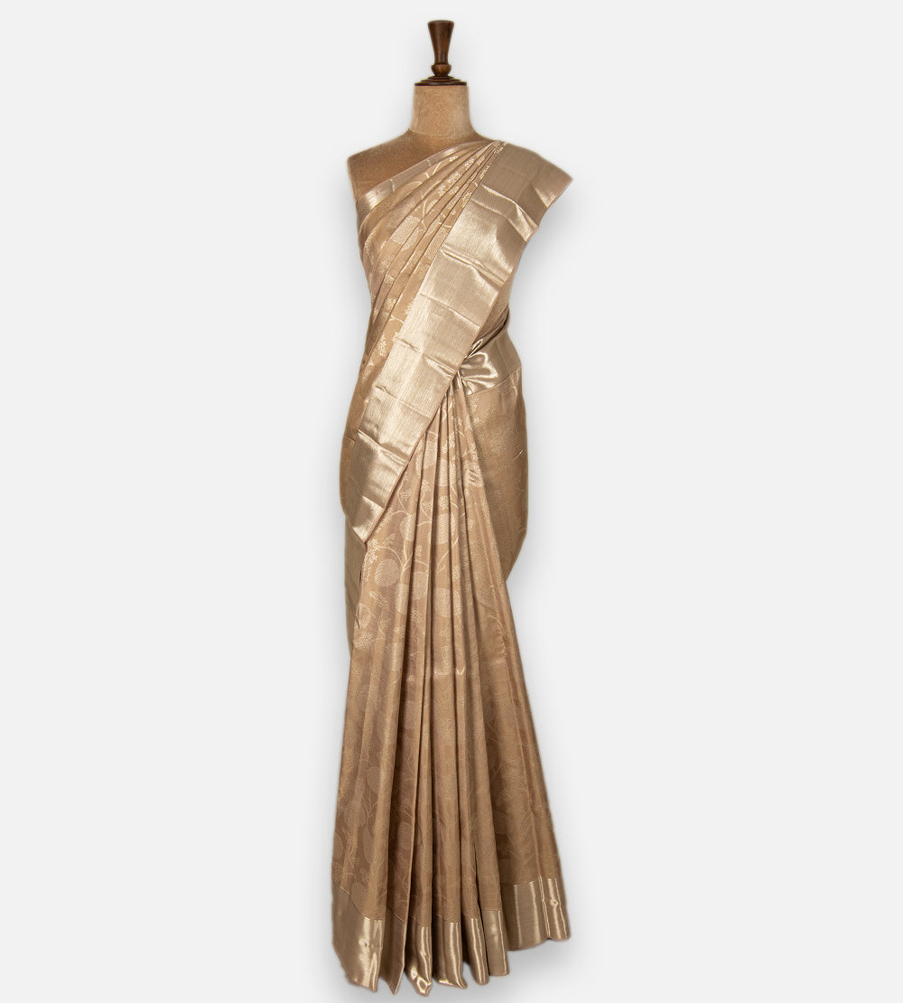 Beige Kanchipuram Silk Saree