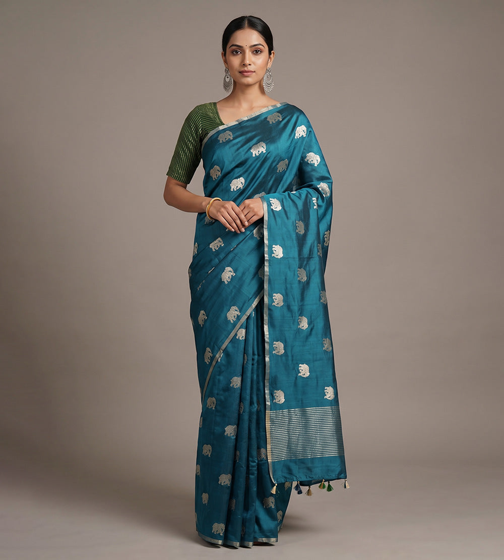 Blue Chaniya Silk Saree