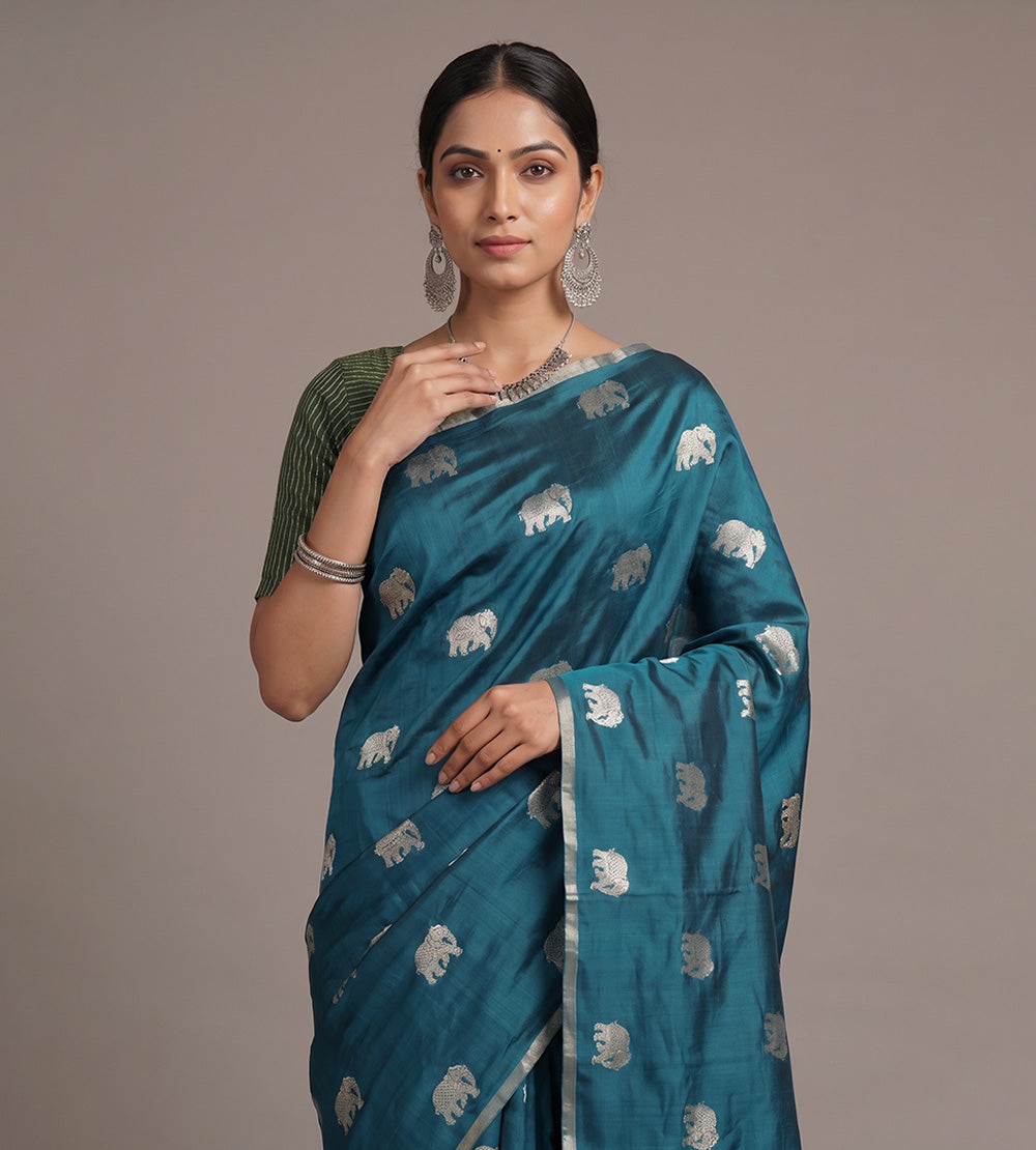 Blue Chaniya Silk Saree
