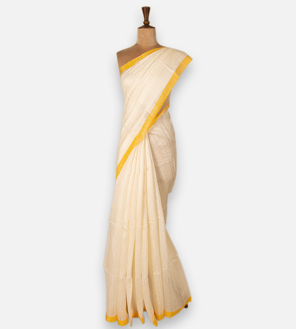 Creme Bailou Tussar Saree