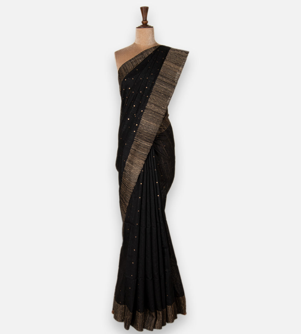 Black Tussar Organza Saree