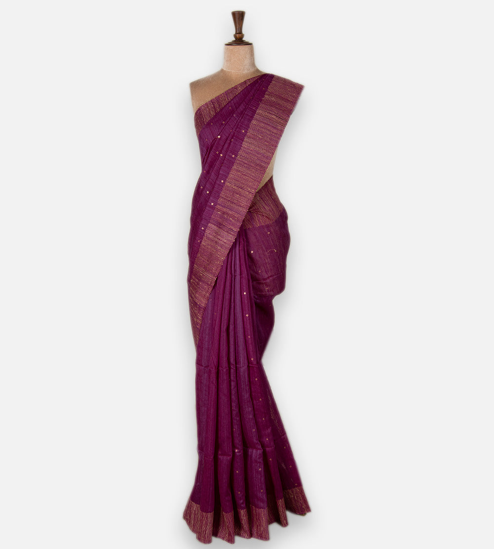 Pink Tussar Organza Saree
