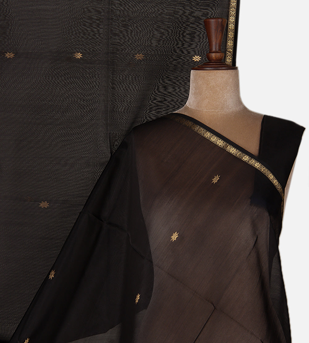 Black Maheshwari Cotton Saree