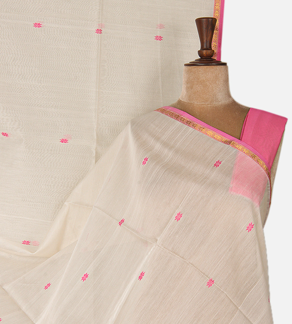 Off-White Maheshwari Cotton Saree