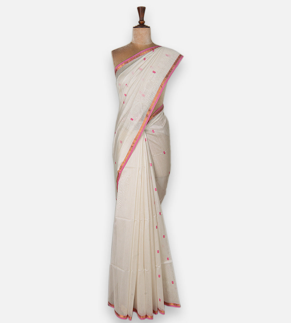 Off-White Maheshwari Cotton Saree