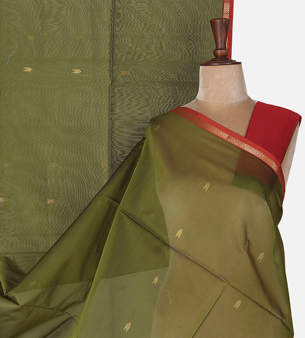 Green Maheshwari Cotton Saree