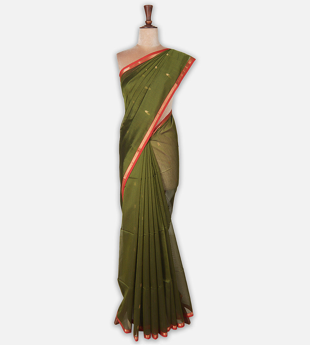 Green Maheshwari Cotton Saree