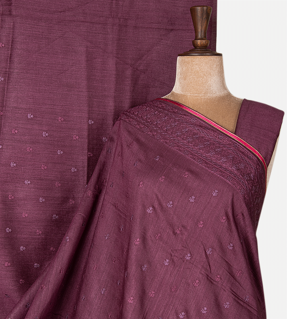 Dark Pink Tussar Saree