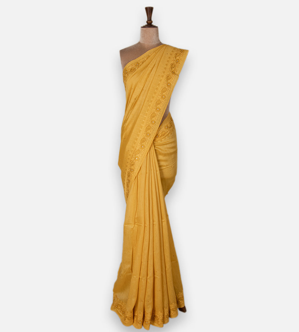 Yellow Tussar Saree