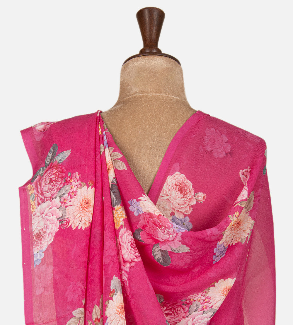 Pink Chiffon Saree