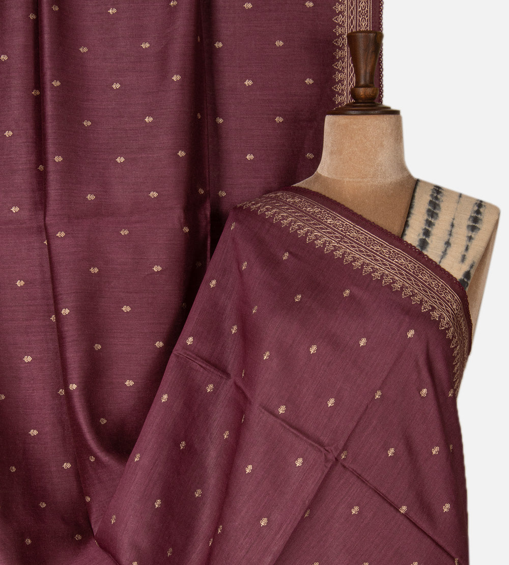 Dark Pink Tussar Saree
