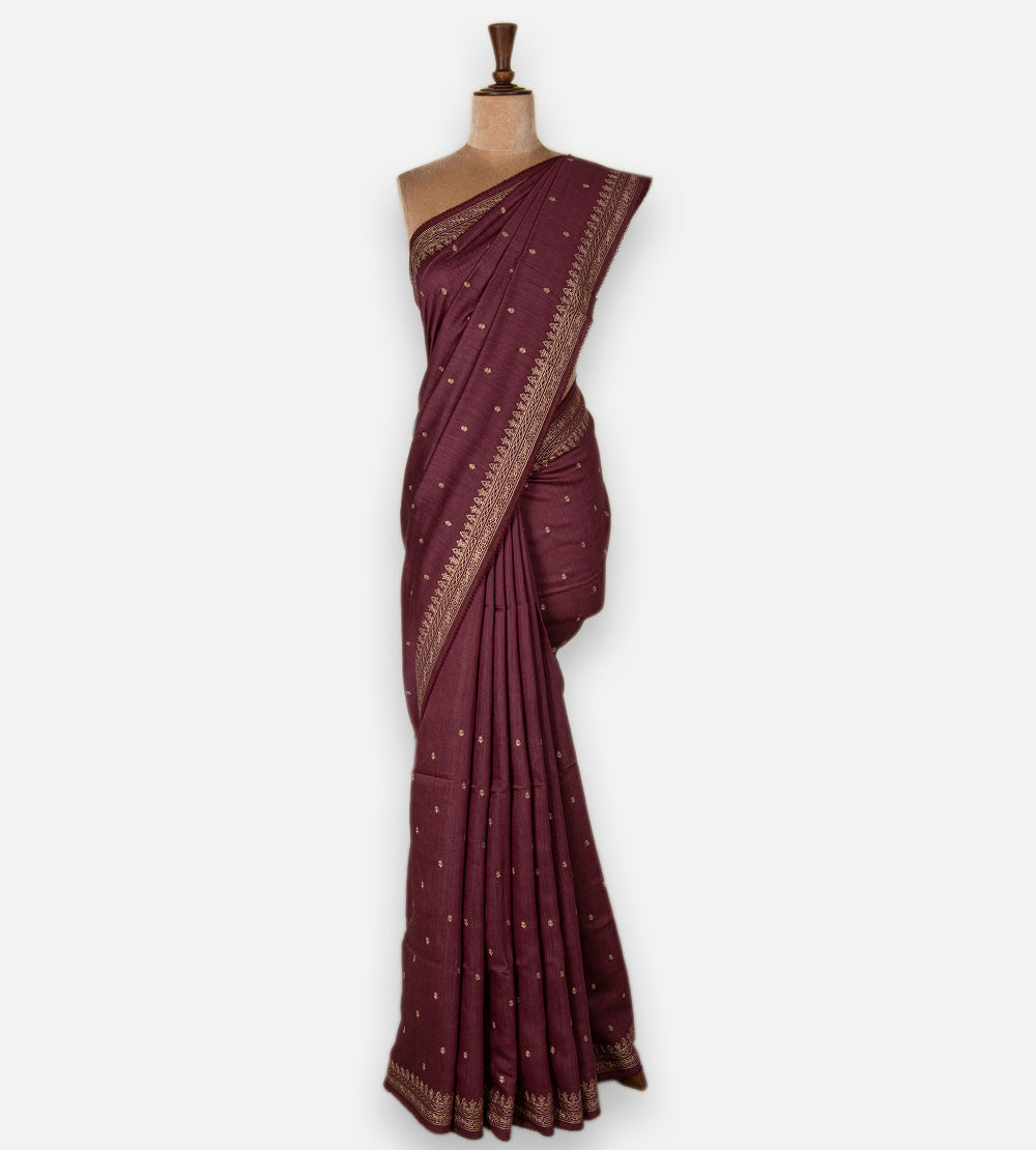 Dark Pink Tussar Saree