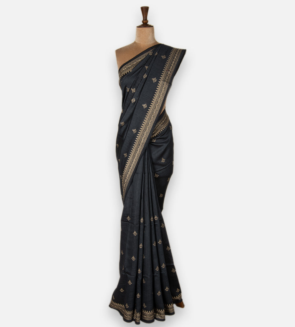 Blue Tussar Saree