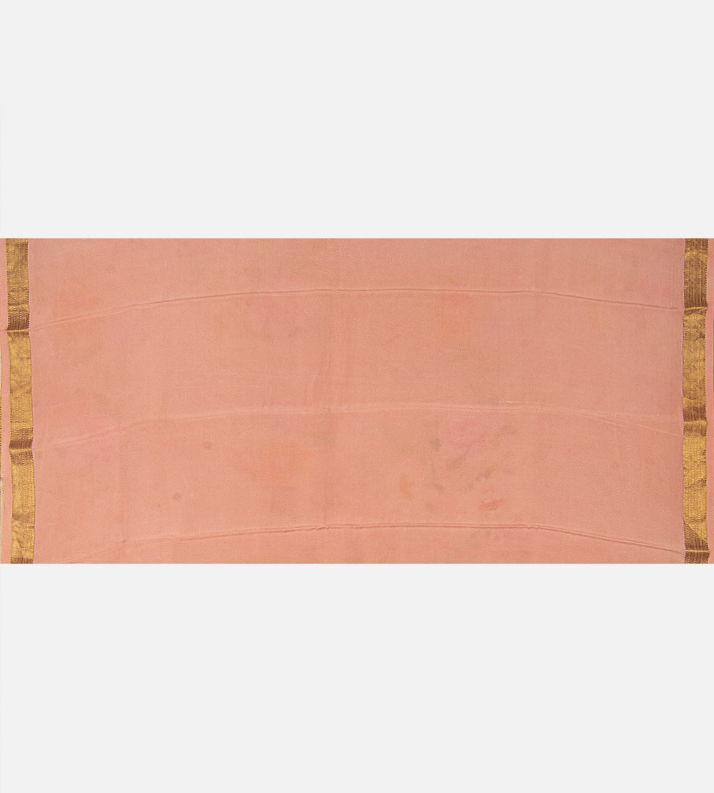Light Peach Mysore Crepe Printed Saree