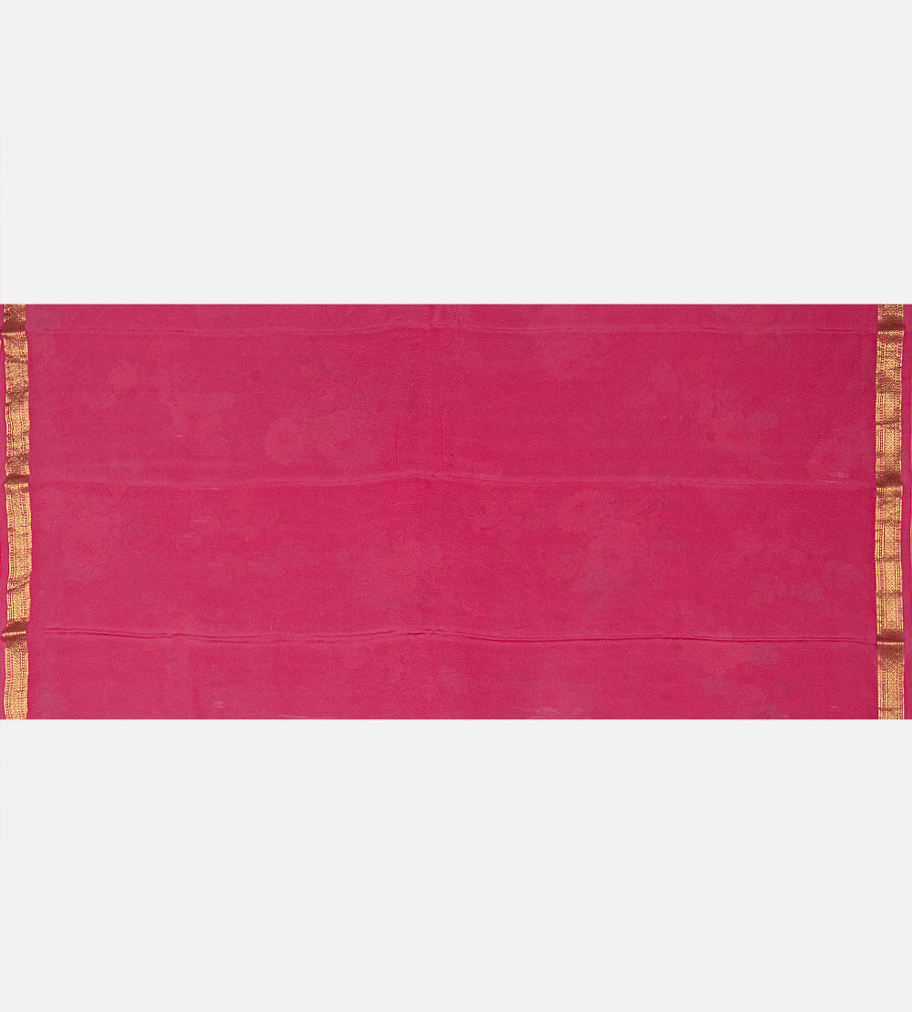 Pink Mysore Crepe Printed Saree