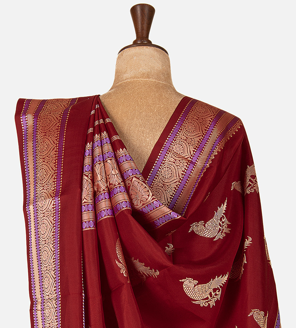 Maroon Kanchipuram Silk Saree