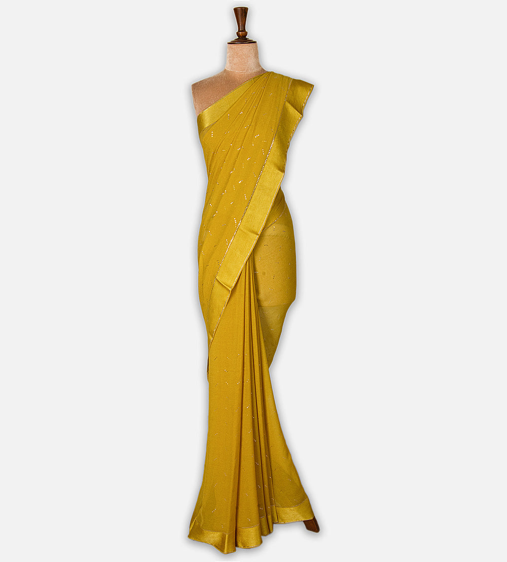 Gold Colour Chiffon Saree