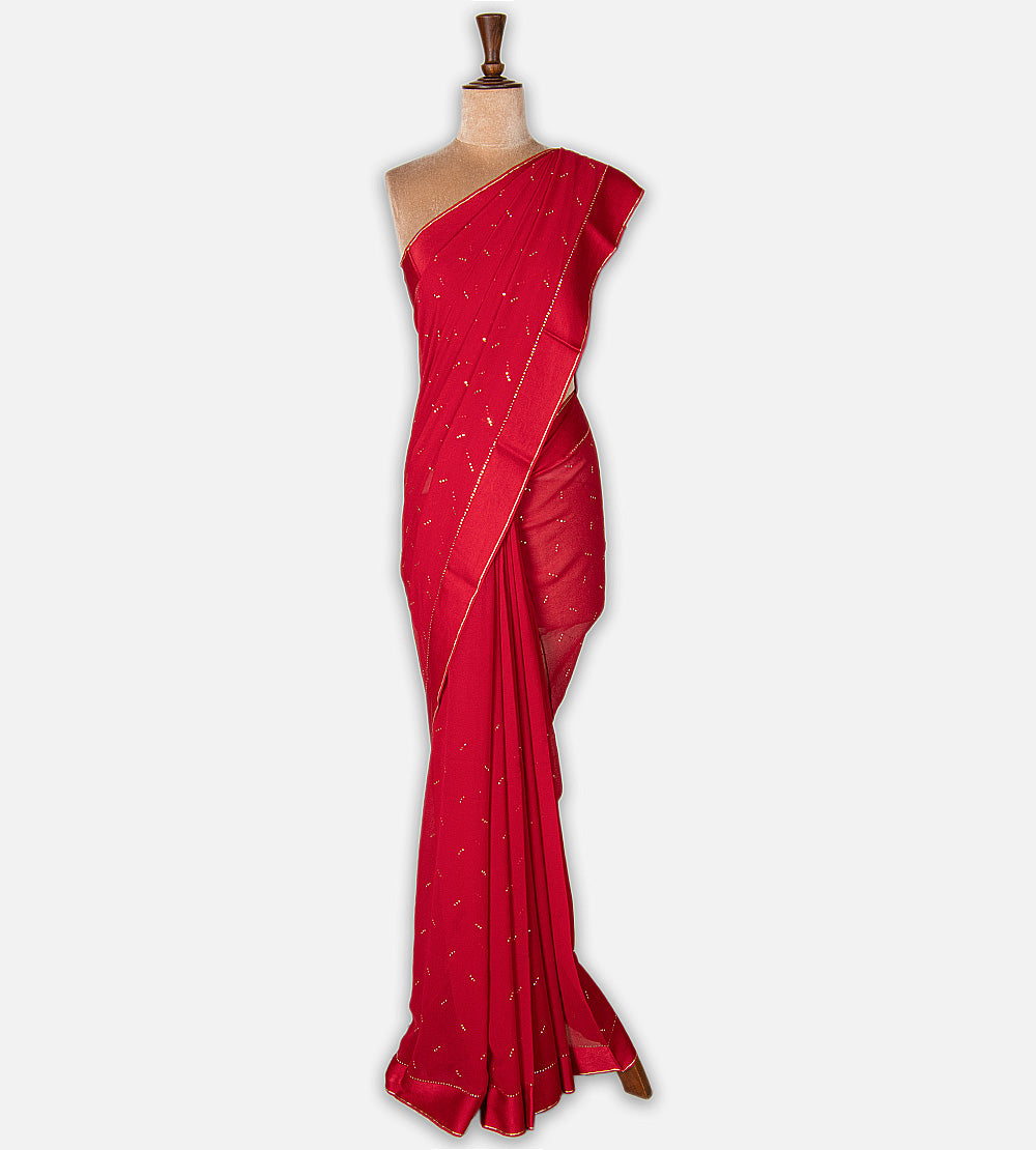 Red Chiffon Saree