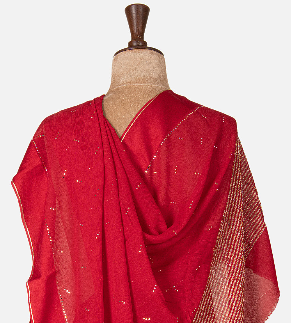 Red Chiffon Saree