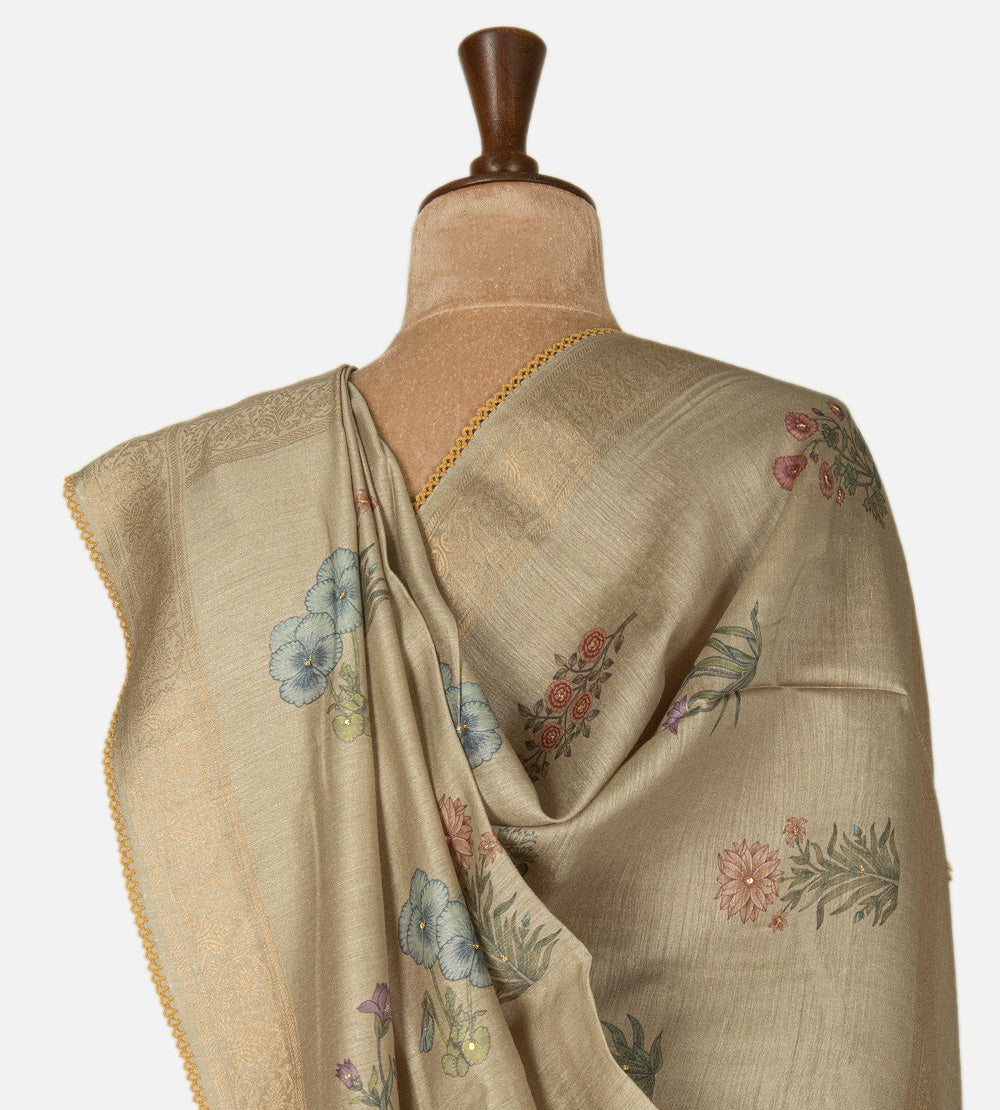 Grey Tussar Saree