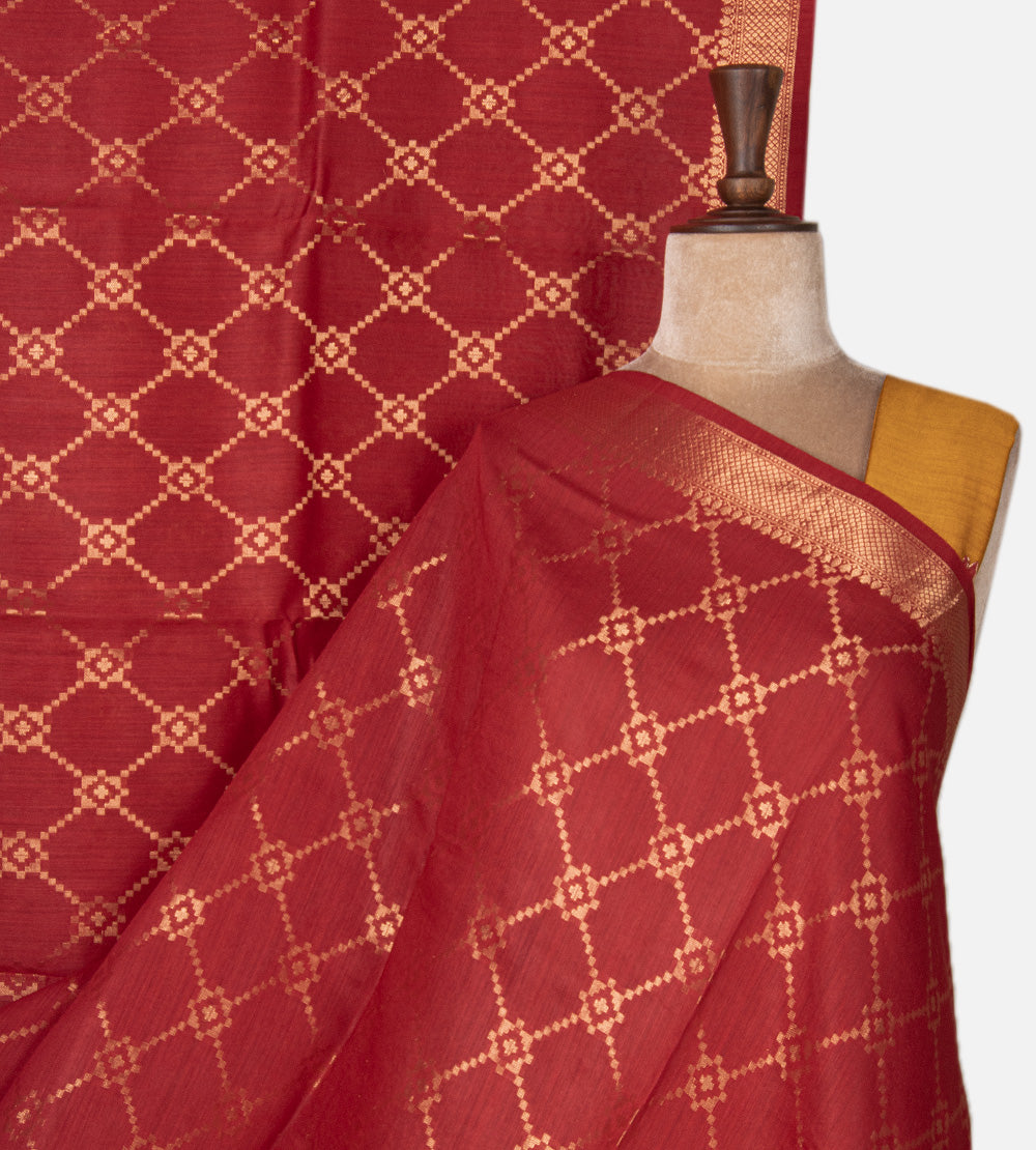 Red Moonga Tussar Saree