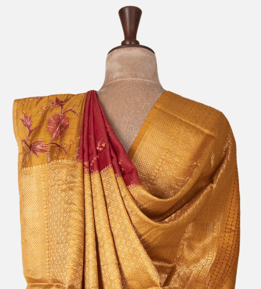Red Moonga Tussar Saree