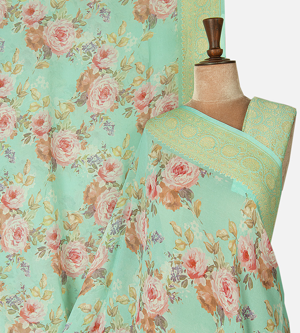 Blue Georgette Saree