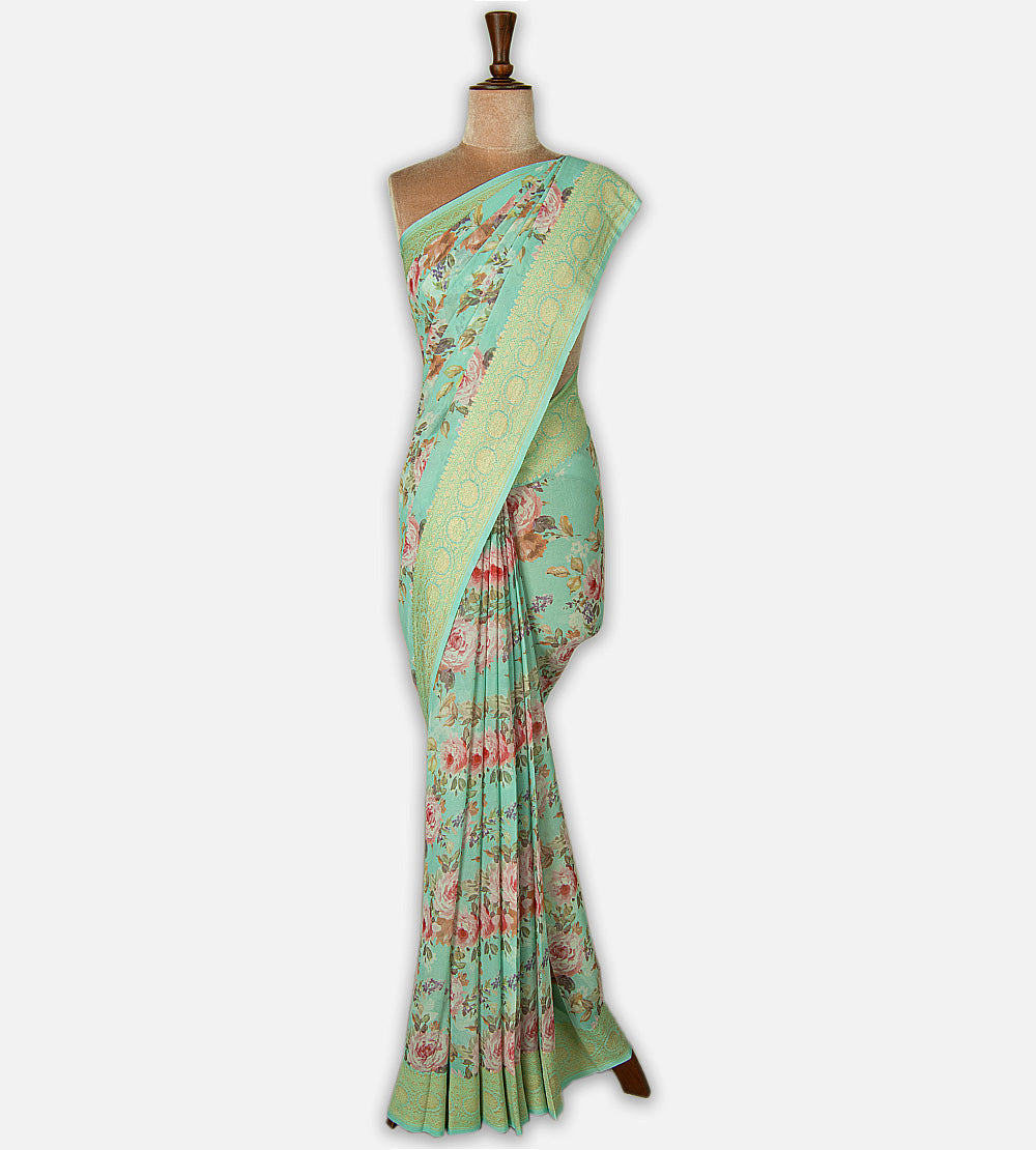 Blue Georgette Saree