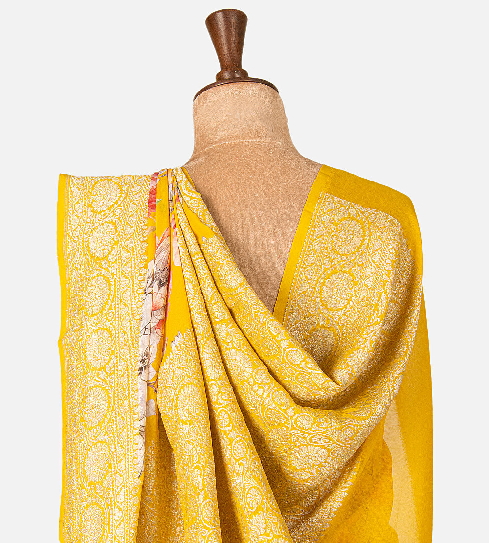 Yellow Georgette Saree