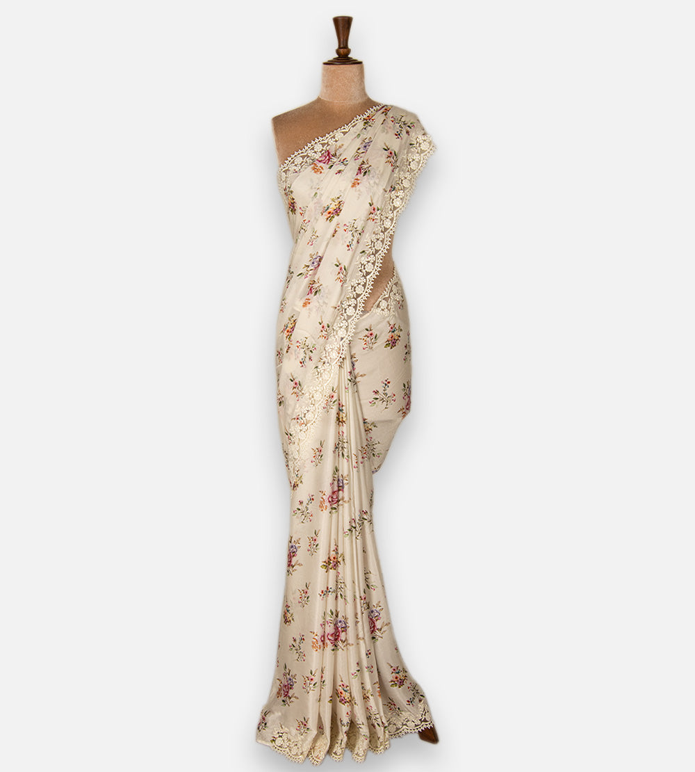 Off-White Chiffon Saree