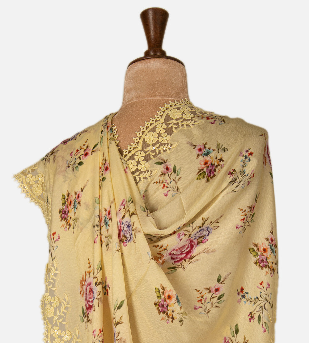 Yellow Chiffon Saree
