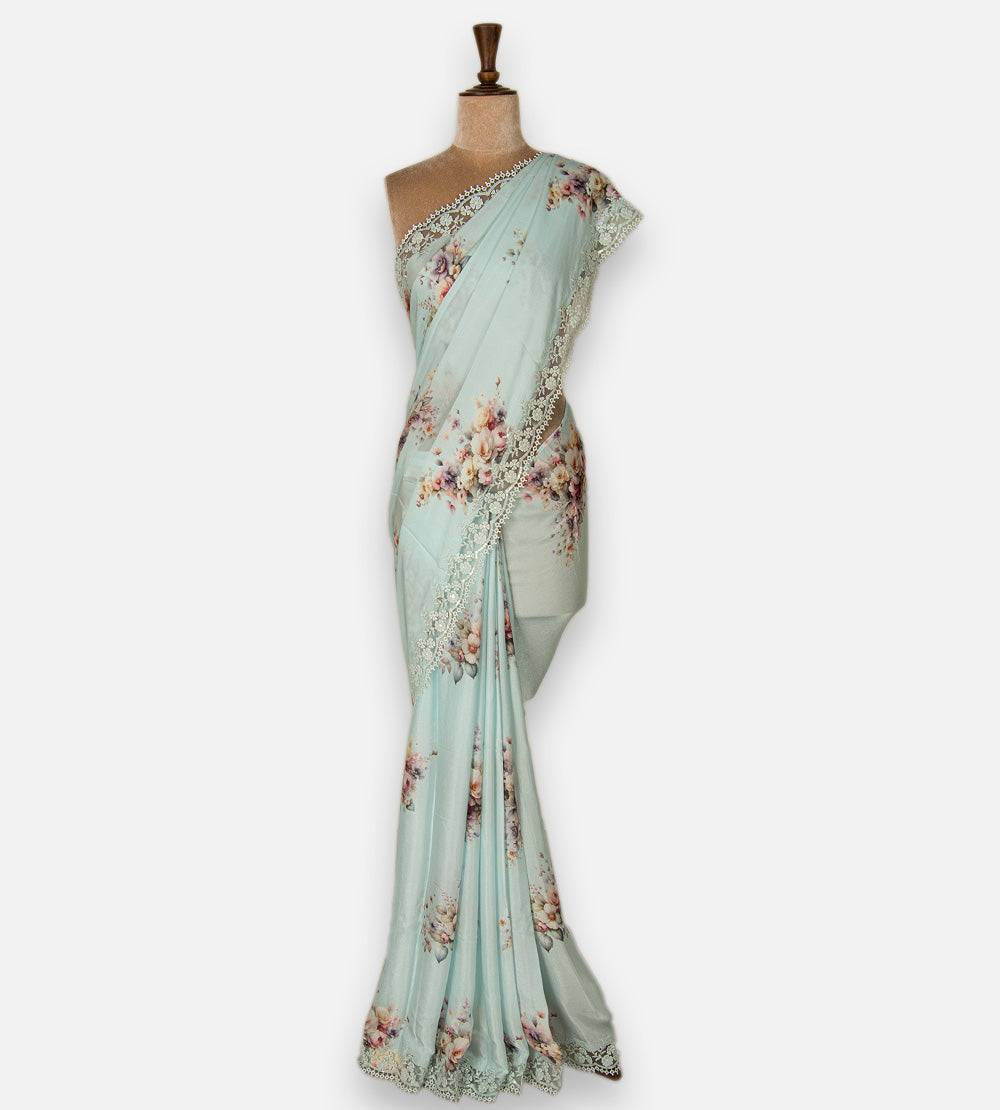Blue Chiffon Saree